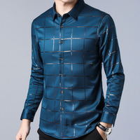 2021 marka Casual wiosenna luksusowa chusta z długim rękawem Slim Fit koszula męska Streetwear koszula na przyjęcia towarzyskie koszule męskie mody Jersey 2309 4